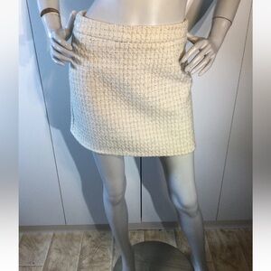 Commense Tweed Off White/ Silver A-Line Mini Skirt Size XS